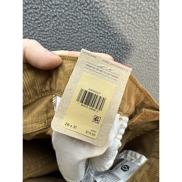 Levis Pants Womens 26x31 Brown Corduroy 94 Baggy Skater Grunge Preppy Y2K New - Picture 13 of 13